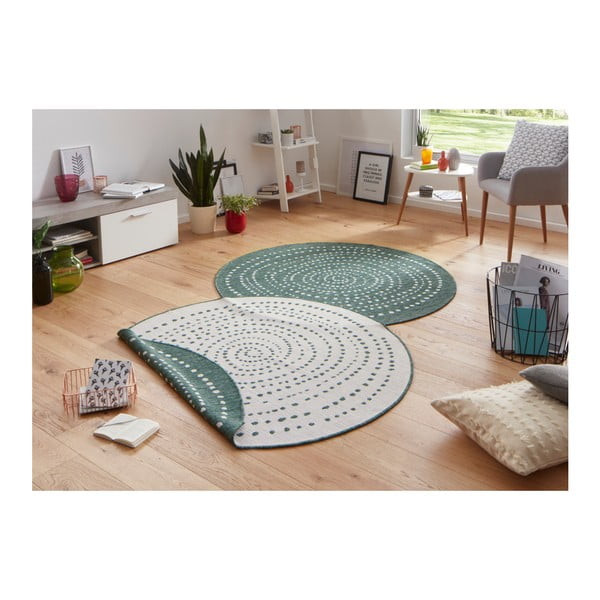 Weißer/grüner Teppich für Innen- und Außenbereiche ø 200 cm Bali – Hanse Home-image-1