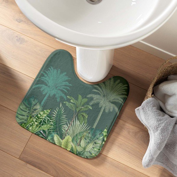 Grüne Textil-Badezimmermatte für das WC, 45 × 45 cm Vagabonde - douceur d'intérieur-image-1