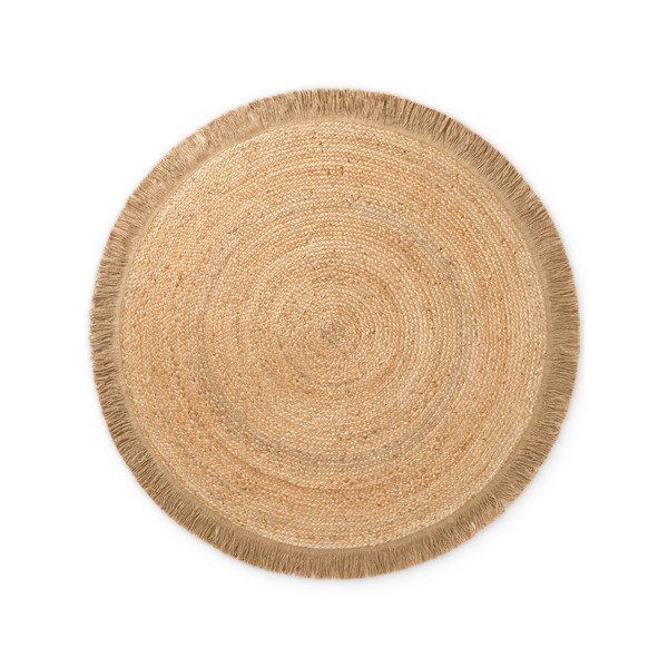 Doppelseitiger/handgewebter runder Jute-Teppich in Naturfarbe, Ø 200 cm Nuru - Hanse Home