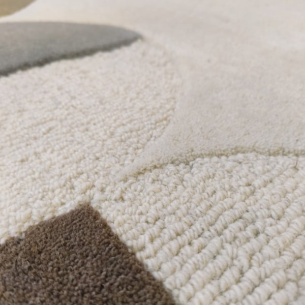 Grau-beiger, handgewebter Wollteppich, 200 × 290 cm Mia Scallop Frame - Flair Rugs-image-2