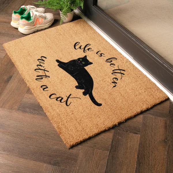 Fußmatte aus Kokosfasern, 40 × 60 cm Life Is Better With a Cat - Artsy Doormats-image-1