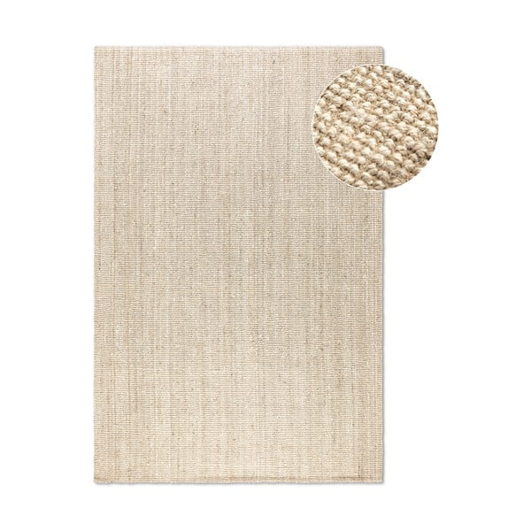 Cremefarbener Jute-Teppich, 190 × 280 cm Bouclé - Hanse Home