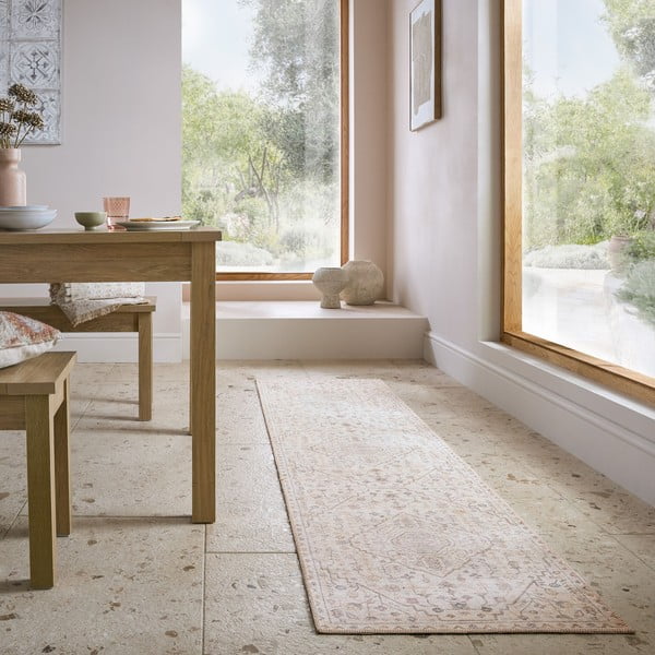 Cremefarbener, waschbarer Läufer, 60 x 230 cm Teo Traditional - Flair Rugs-image-1