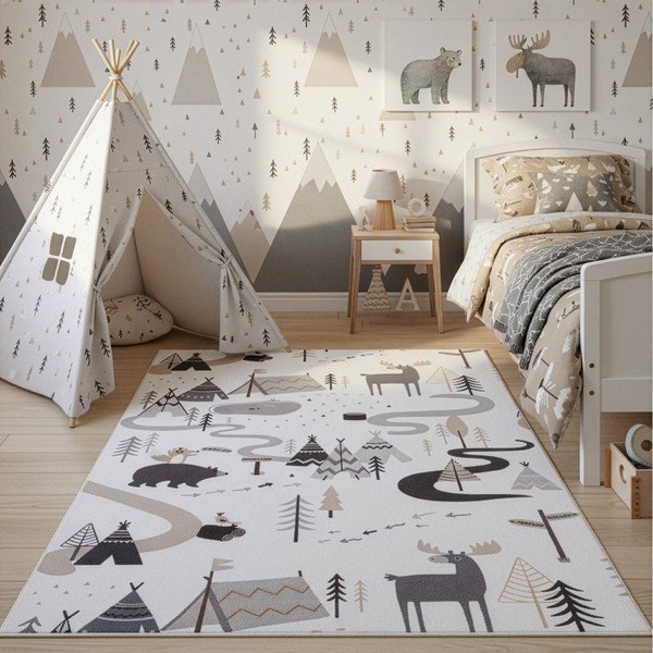 Cremefarbener, waschbarer Kinderteppich, 140 x 200 cm Coco 1135 - Ayyildiz Carpets-image-1
