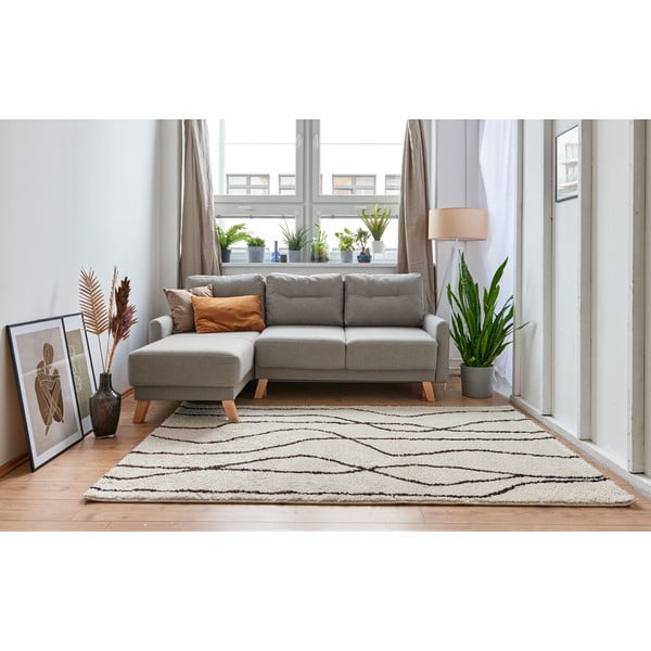 Weißer/schwarzer Teppich 140 × 200 cm Routa - Universal-image-1