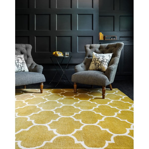 Ockergelber, handgewebter Wollteppich, 200 × 290 cm Albany Ogee - Asiatic Carpets-image-1