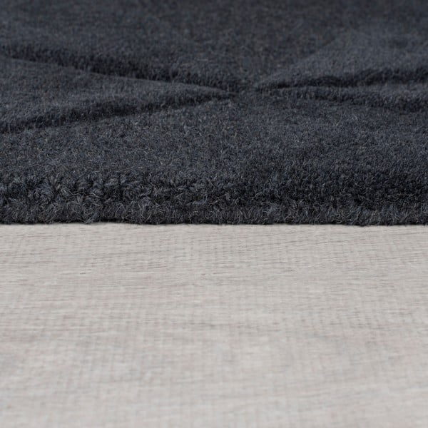 Anthrazitfarbener, handgewebter, runder Wollteppich, Ø 160 cm Shard Charcoal - Flair Rugs-image-4