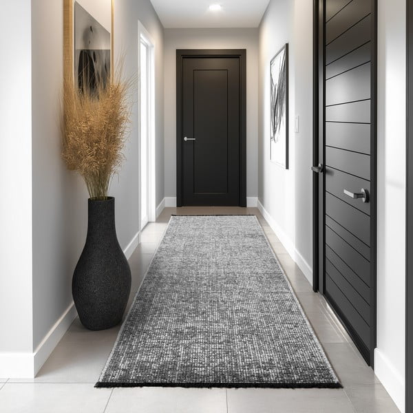 Dunkelgrauer, waschbarer Läufer, 80 x 250 cm Space 1900 - Ayyildiz Carpets-image-1