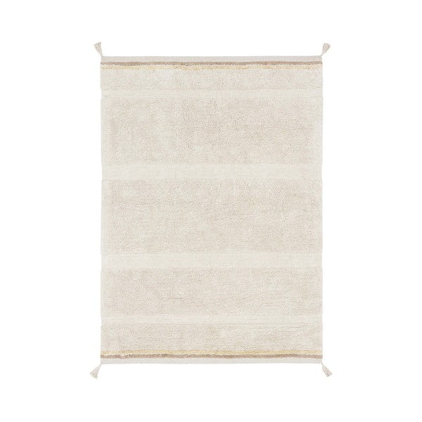 Cremefarbener, waschbarer, handgewebter Baumwollteppich, 90 x 130 cm Bloom Natural - Lorena Canals