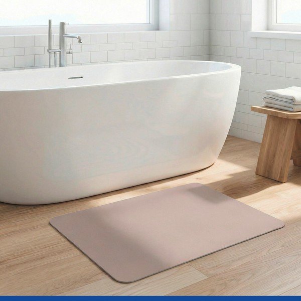 Beigefarbene Badvorleger aus Stoff, 40 x 60 cm Ecru - Wenko-image-1