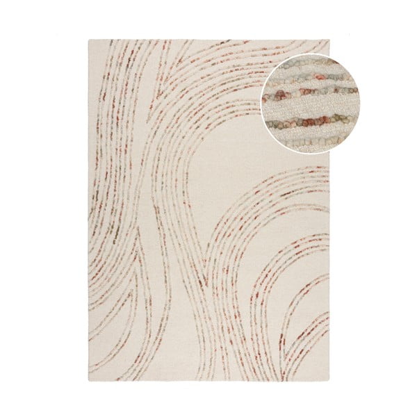 Orange-cremefarbener Wollteppich, 120 × 170 cm Abstract Swirl - Flair Rugs