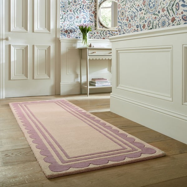 Handgewebter Läufer aus Wolle in den Farben Violett und Natur, 80 x 230 cm Lois Scallop - Flair Rugs-image-1