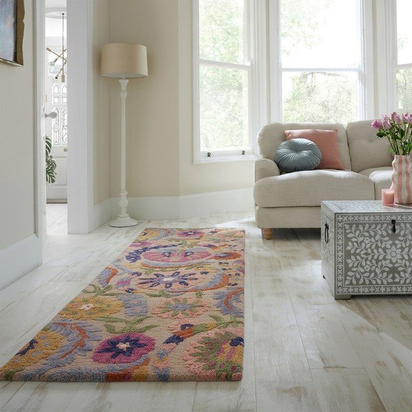 Handgewebter Läufer aus Wolle, 80 x 300 cm Amira Floral - Flair Rugs-image-1