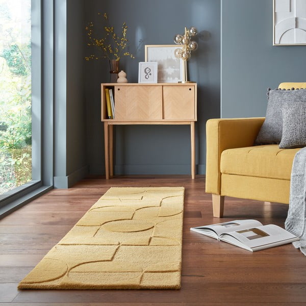 Ockergelber Wollteppich (Läufer) 60 x 230 cm Gigi - Flair Rugs-image-1