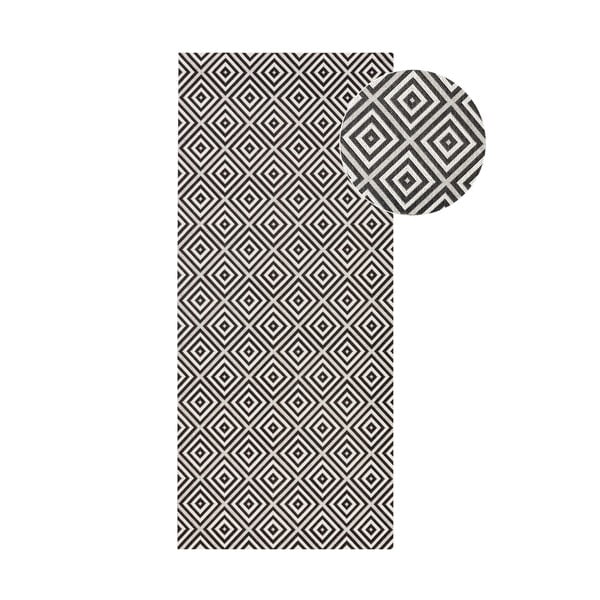 Schwarzer Teppich für Innen- und Außenbereiche 80x200 cm Karo – Hanse Home