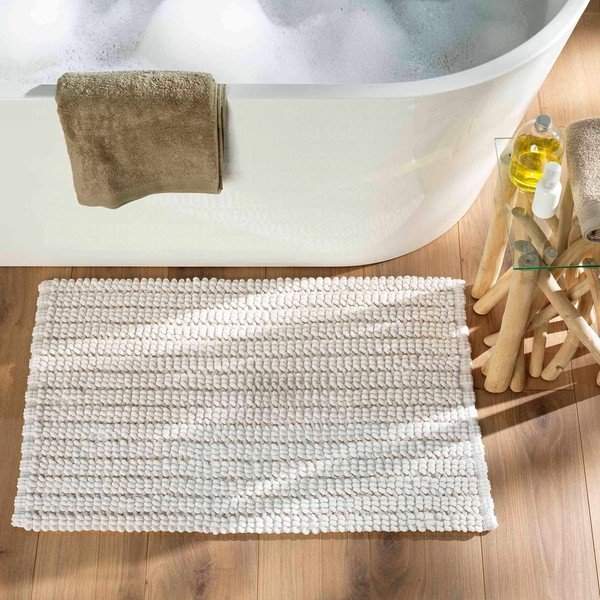 Weißer Badezimmerteppich, 50 × 80 cm Voltis - douceur d'intérieur-image-1