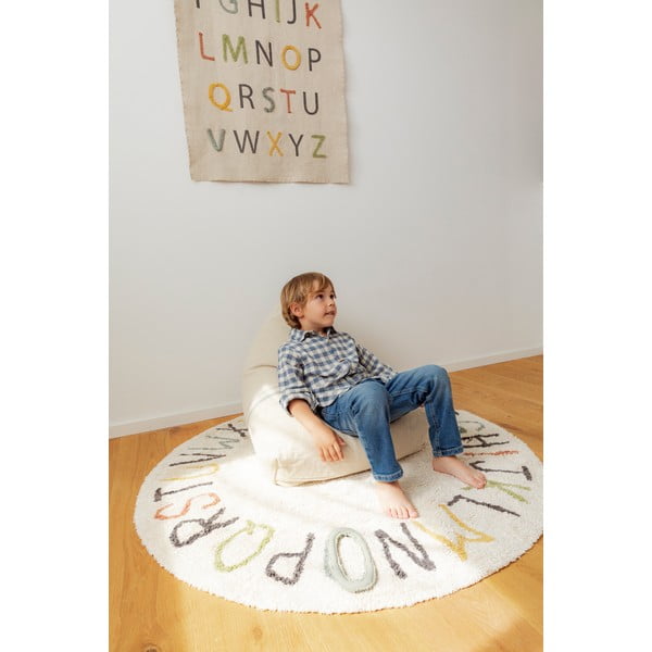 Cremefarbener Spielteppich aus Baumwolle für Kinder, Ø 120 cm ABC Color and Letters - Lorena Canals-image-4