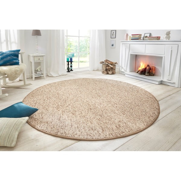 Hellbrauner runder Teppich, Ø 133 cm Wolly - Hanse Home-image-1