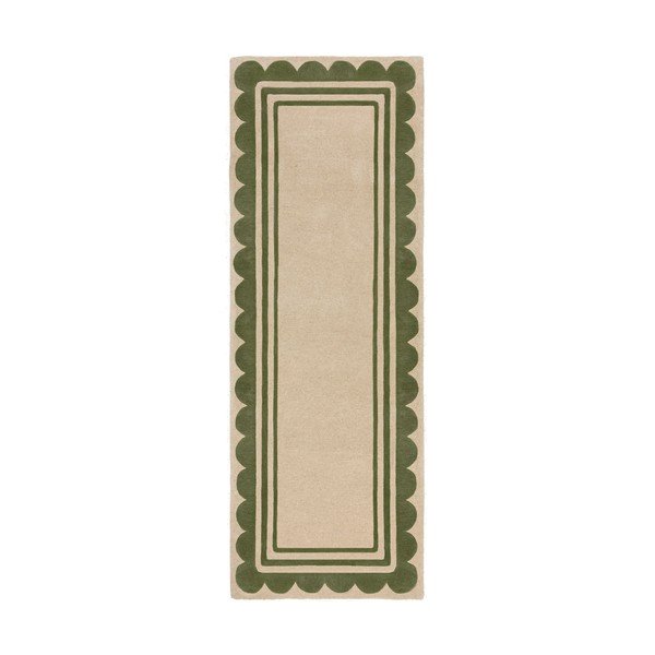 Grüner/in Natur handgewebter Teppich 80x230 cm Lois Scallop – Flair Rugs