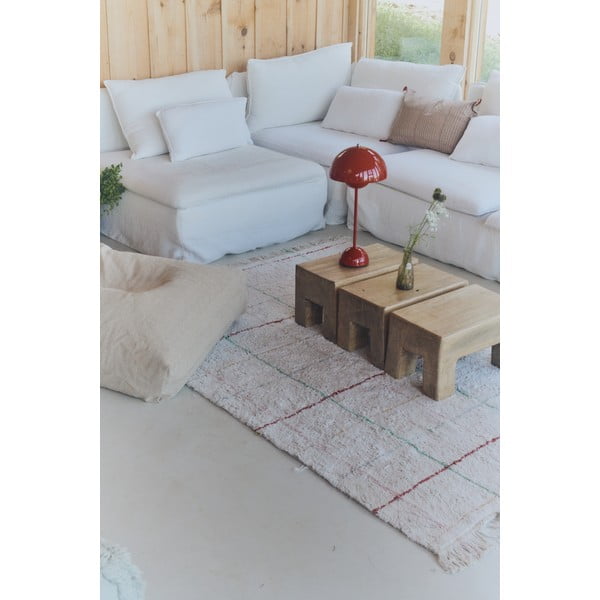 Cremefarbener, waschbarer, handgewebter Baumwollteppich, 140 x 200 cm Color Lines - Lorena Canals-image-1