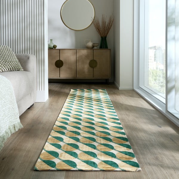Gelb-grüner Läufer 60 × 230 cm Carlos Circle Geo - Flair Rugs-image-1