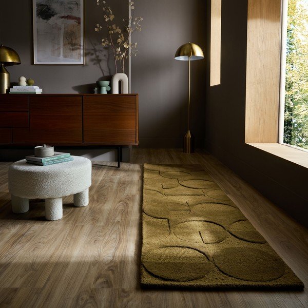 Dunkelgrüner, handgewebter Läufer aus Wolle, 60 × 230 cm Gigi - Flair Rugs-image-1