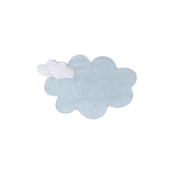 Hellblauer, waschbarer, handgewebter Baumwollteppich für Kinder, 110 × 170 cm Puffy Dream - Lorena Canals