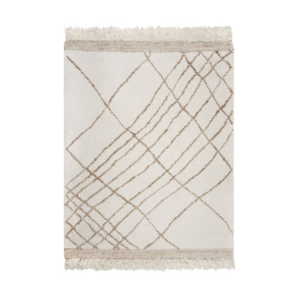 Cremefarbener, handgewebter Teppich mit Wollanteil, 120 x 170 cm Astera Linear - Flair Rugs