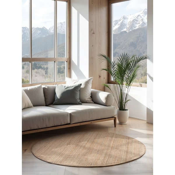 Runder Jute-Teppich in Naturfarbe, Ø 200 cm Bouclé Jaipur - Hanse Home-image-1