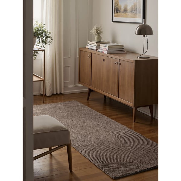 Taupefarbener, handgewebter Wollläufer, 80 x 300 cm Calmio - Hanse Home-image-3