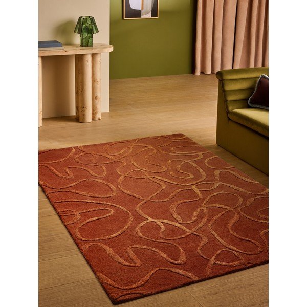 Handgewebter Teppich in Ziegelrot 120x170 cm Varri – MADE-image-1