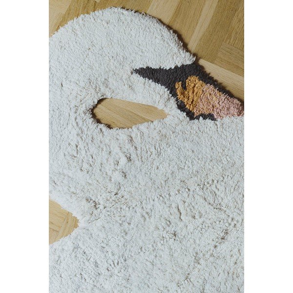 Cremefarbener, waschbarer/handgewebter Baumwoll-Kindenteppich, 100 x 120 cm Swan - Lorena Canals-image-3