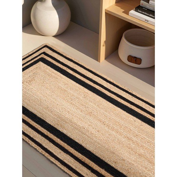 Schwarz/naturfarben, beidseitig verwendbar, handgewebter Jute-Läufer, 70 x 200 cm Looma - Hanse Home-image-2