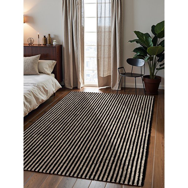 Schwarzer, handgewebter Jute-Teppich, 160 x 230 cm Harvest Ebony - Elle Decoration-image-1
