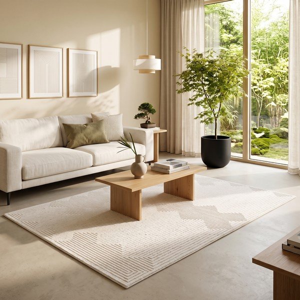 Cremefarbener Teppich 160x230 cm Labyrinth – ESTE-image-4