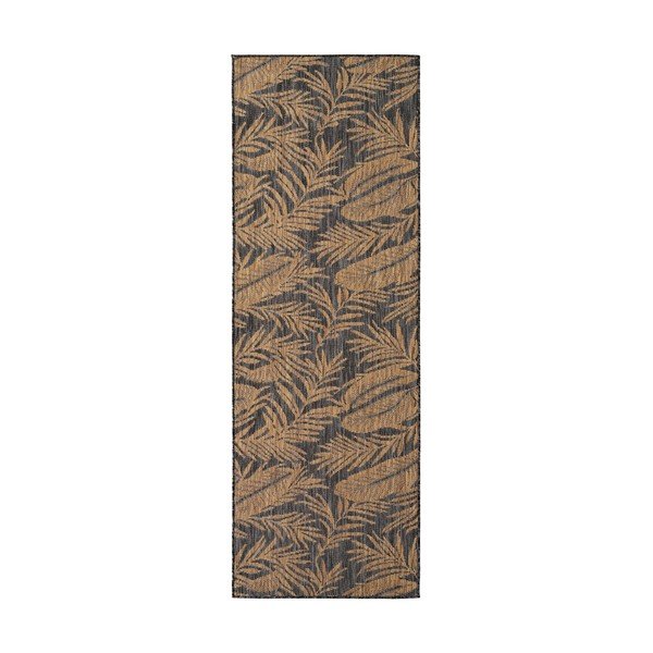 Schwarze/braune Lauffläche für drinnen und draußen, 80 × 250 cm Mira 1451 - Ayyildiz Carpets