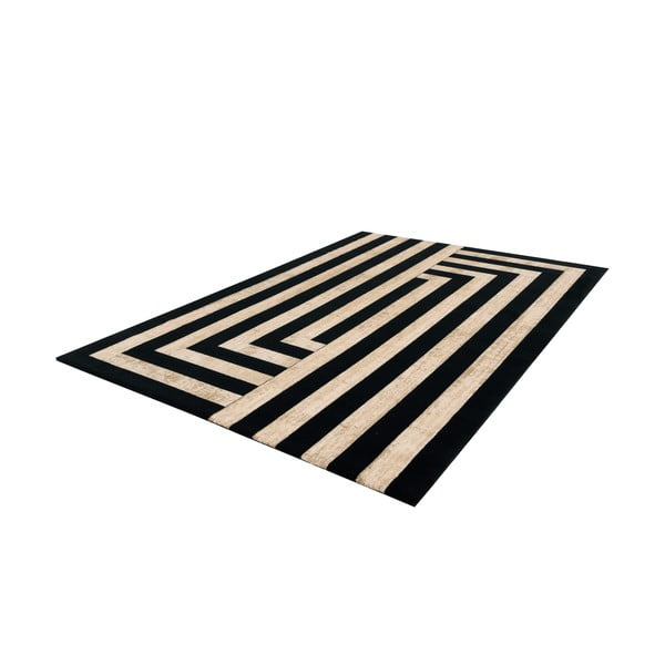 Schwarz-beiger Wollteppich, 200 × 300 cm Agnus Art Deco II - Agnella-image-4
