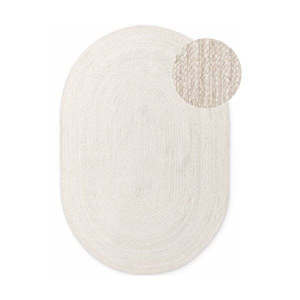 Cremefarbener, doppelseitiger/handgewebter Jute-Teppich, 160 × 230 cm Braided - Hanse Home