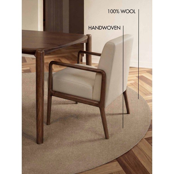 Beiger, handgewebter, runder Wollteppich, Durchmesser 160 cm Greenwich - Ted Baker-image-4