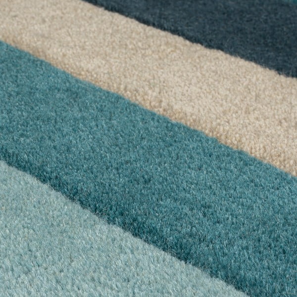 Blau-beiger Läufer aus Wolle, 66 × 300 cm Collage - Flair Rugs-image-2