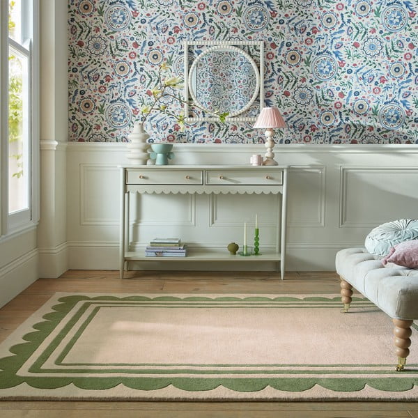 Handgewebter Wollteppich in Grün-Naturfarben, 120 x 170 cm Lois Scallop - Flair Rugs-image-1
