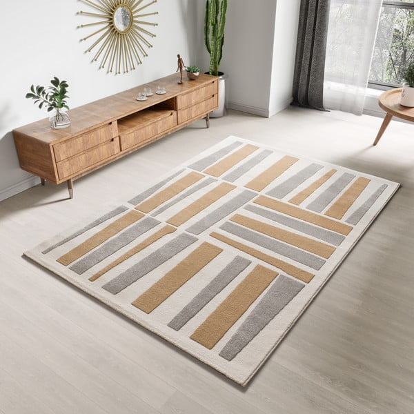 Teppich in Hellgrau und Creme, 80 x 150 cm Flora - Universal-image-1
