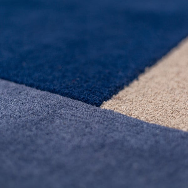 Blauer, handgewebter, runder Wollteppich, Durchmesser 200 cm Mia Segment - Flair Rugs-image-4