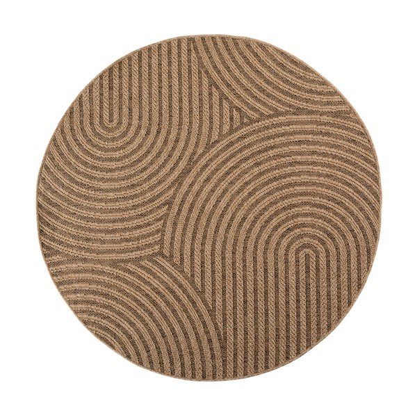 Brauner, runder Teppich für den Innen- und Außenbereich, Ø 120 cm Timber 1401 - Ayyildiz Carpets