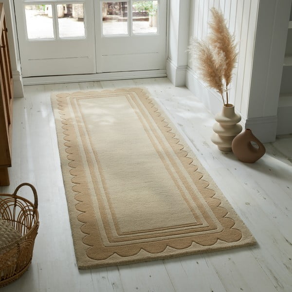 Handgewebter Wollläufer in Naturfarbe, 80 x 230 cm Lois Scallop - Flair Rugs-image-1