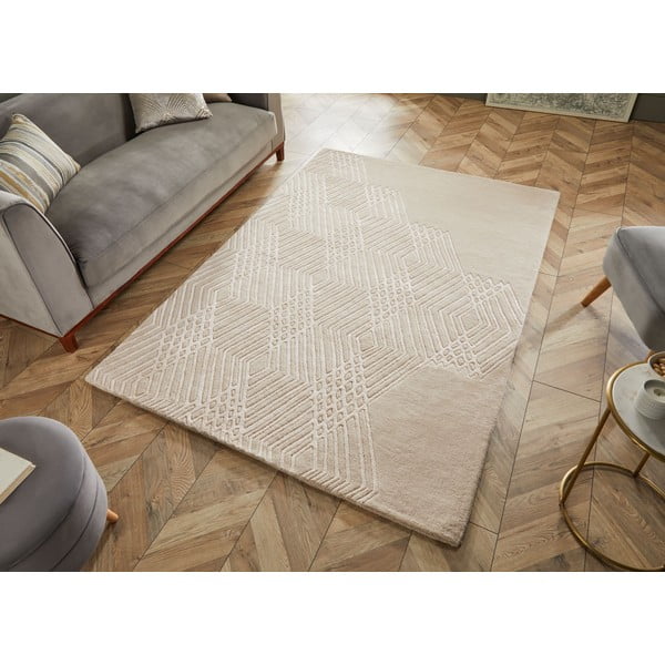 Beiger Wollteppich 160 x 230 cm Diamonds - Flair Rugs-image-4