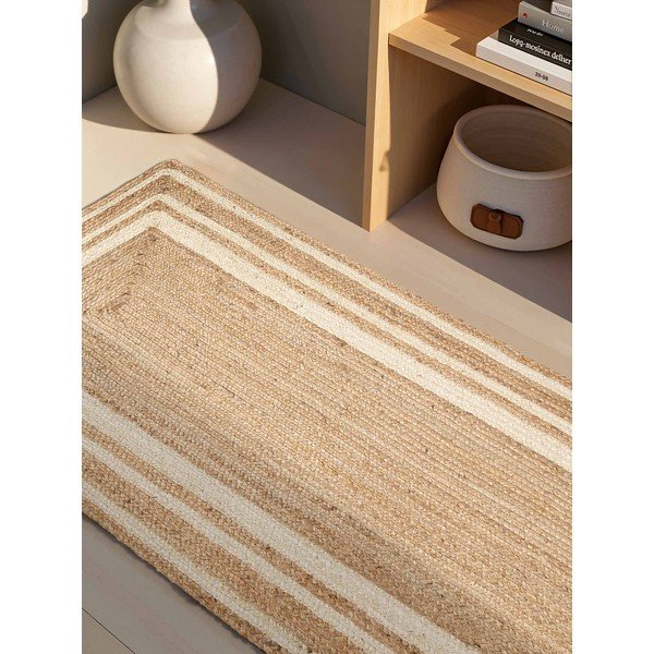 Cremefarben/in Naturfarbe, beidseitig verwendbar, handgewebter Jute-Läufer, 70 × 200 cm Looma - Hanse Home-image-2