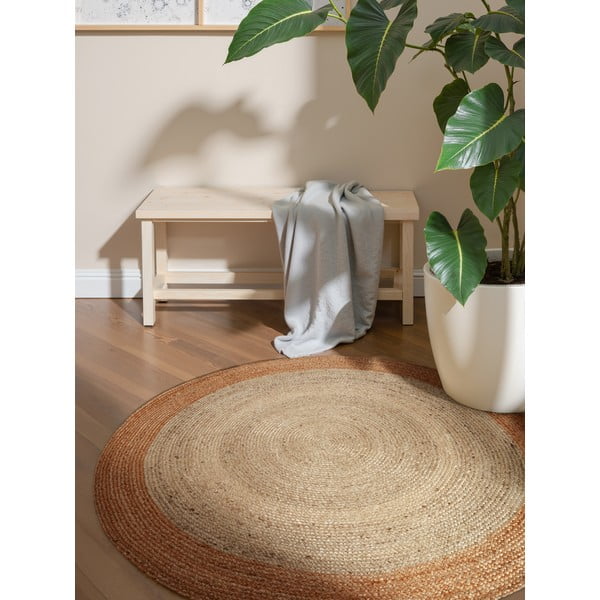 Doppelseitiger/handgewebter runder Jute-Teppich in Elfenbeinfarbe, Ø 200 cm Looma Ivory - Hanse Home-image-1