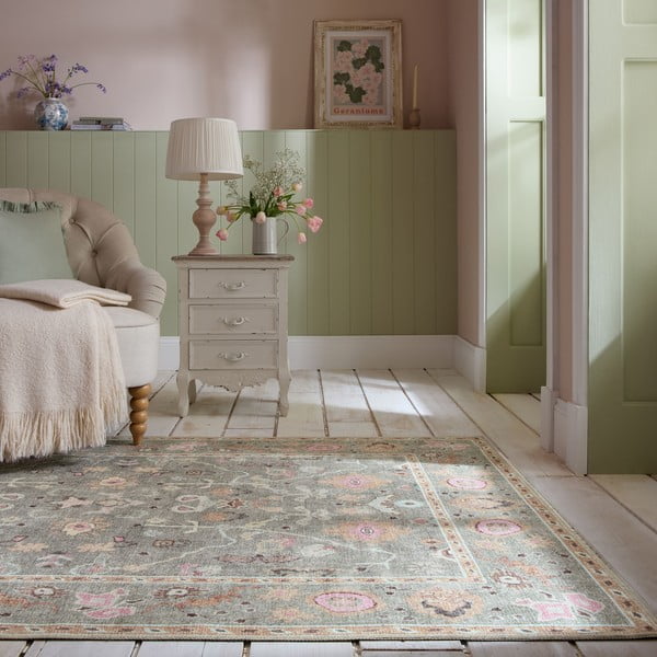 Hellgrüner, waschbarer Teppich, 190 × 290 cm Una Floral - Flair Rugs-image-1