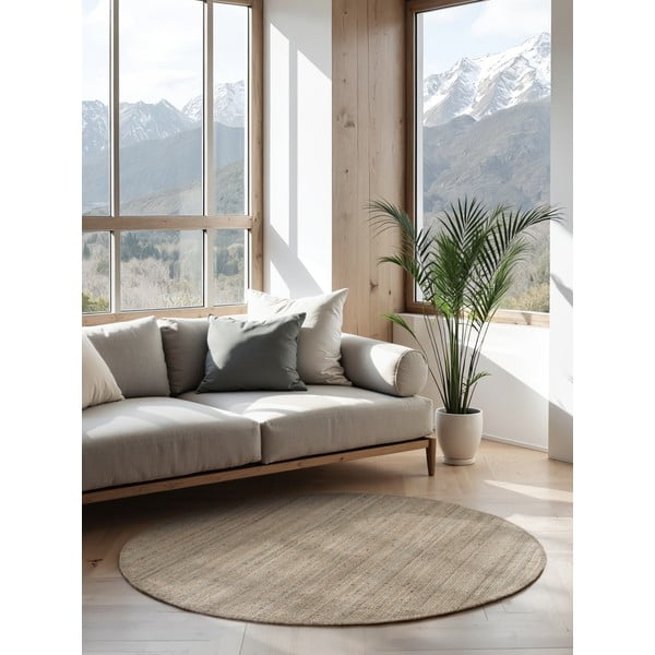 Runder Jute-Teppich in Taupe, Ø 160 cm Bouclé Jaipur - Hanse Home-image-1